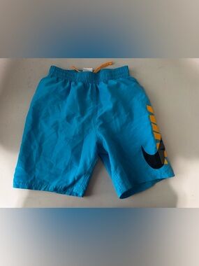 Nike Teal Blue Boys' Athletic Shorts with Orange Accents